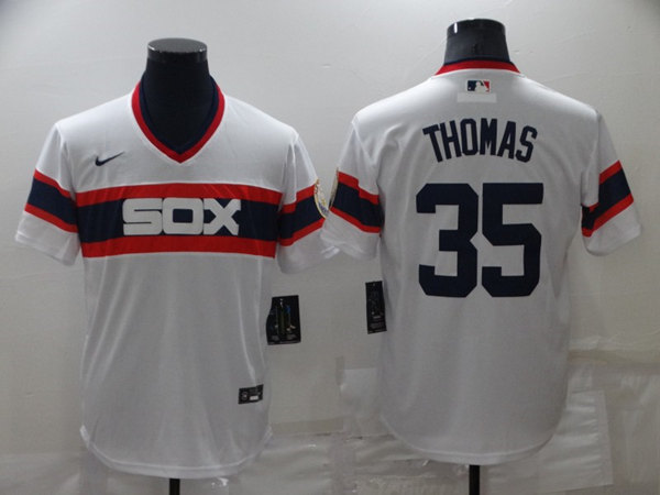 Men's Chicago White Sox #35 Frank Thomas Throwback Cool Base Stitched Jersey
